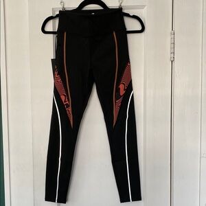 Noli Black Leggings with Orange Accents